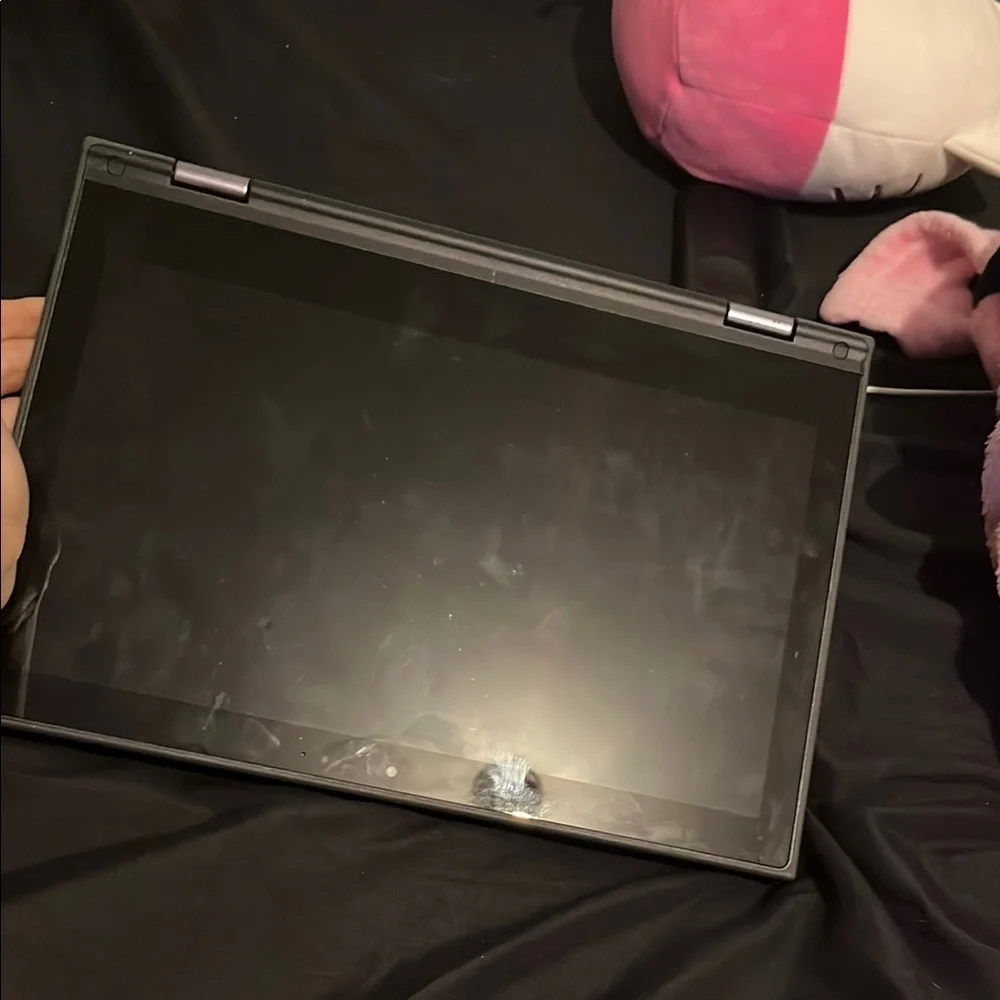 Lenovo Touchscreen Chromebook with Red and Green Floral Accents